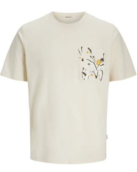 Jack & Jones Tavira Aop Pocket Crew Neck T-Shirt Antique White - T-shirts - Stora T-shirts - 2XL-14XL