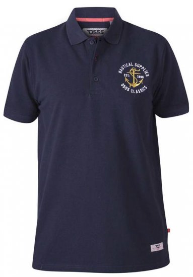D555 Jefferson Short Sleeve Pique Polo Navy - Pikétröjor - Stora pikétröjor - 2XL-8XL