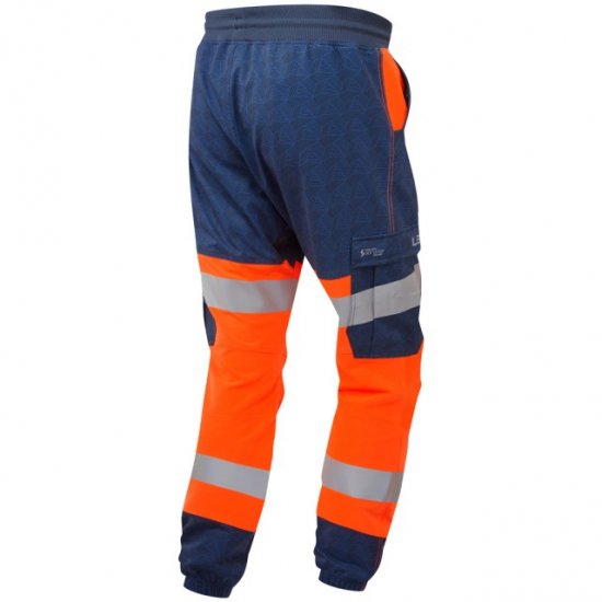 Leo Hawkridge Ecoviz High Performance 4X Stretch Trouser Hi-Vis Orange/Navy Print - Arbetskläder - Arbetskläder i stora storlekar
