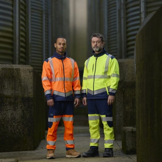 Leo Hawkridge Ecoviz High Performance 4X Stretch Trouser Hi-Vis Orange/Navy Print - Arbetskläder - Arbetskläder i stora storlekar