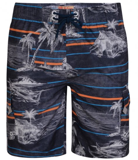Kam Jeans Palm Print Swim Shorts Charcoal - Underkläder & Badkläder - Stora underkläder för män