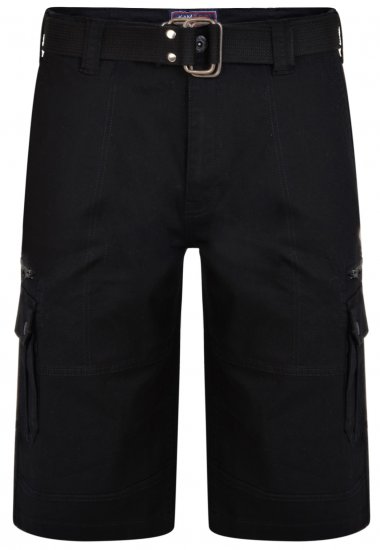 Kam Jeans 343 Cargo Stretch Shorts with Belt Black - Shorts - Stora shorts W40-W60