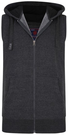 Kam Jeans Sleeveless Zip Thru Hoody Charcoal - Tröjor & hoodies - Stora hoodies & tröjor - 2XL-14XL