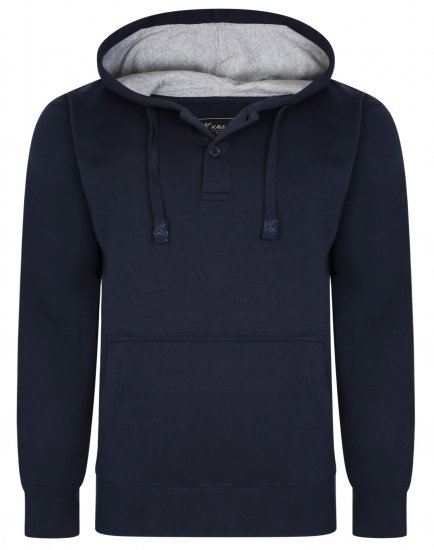 Kam Jeans 508B 1/4 Button Hoodie Navy - Tröjor & Hoodies - Stora hoodies & tröjor - 2XL-14XL