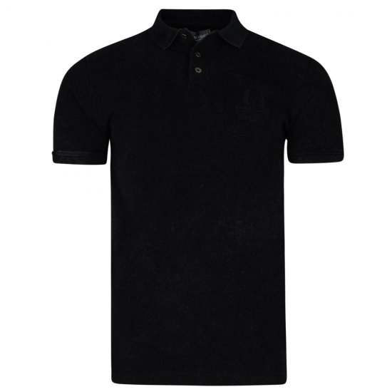 Kam Jeans 5232 Acid Wash Polo Black - Pikétröjor - Stora pikétröjor - 2XL-8XL