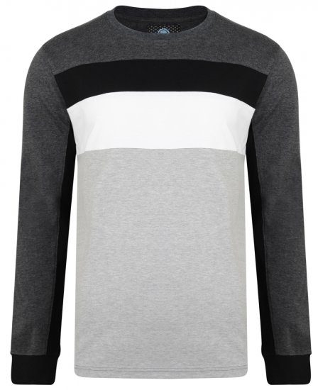 Kam Jeans 5240 Cut and Sew Long Sleeve T-shirt Grey - T-shirts - Stora T-shirts - 2XL-14XL
