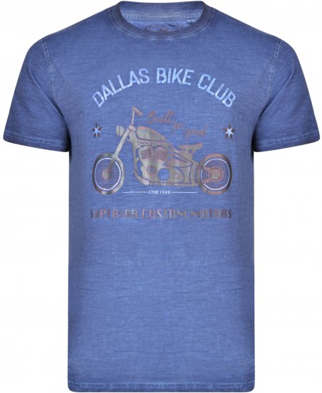 Kam Jeans 5316 Dallas Bike Club T-shirt Indigo Blue - T-shirts - Stora T-shirts - 2XL-14XL