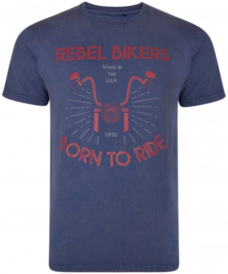 Kam Jeans 5319 Rebel Bikers T-shirt Indigo Blue - T-shirts - Stora T-shirts - 2XL-14XL