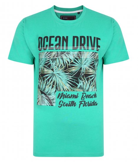 Kam Jeans Ocean Drive Crew Neck Tee Emerald - T-shirts - Stora T-shirts - 2XL-14XL