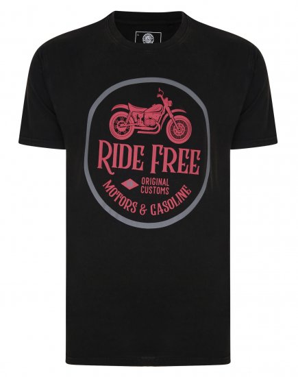 Kam Jeans Ride Free Crew Neck T-Shirt Black - T-shirts - Stora T-shirts - 2XL-14XL