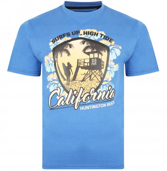 Kam Jeans 5368 California Print T-shirt Blue - T-shirts - Stora T-shirts - 2XL-14XL