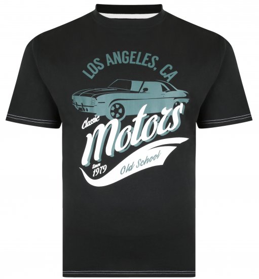 Kam Jeans 5369 Motors Print T-shirt Black - T-shirts - Stora T-shirts - 2XL-14XL
