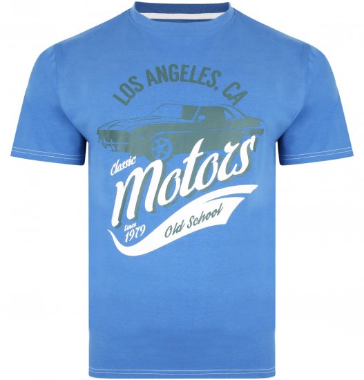 Kam Jeans 5369 Motors Print T-shirt Blue - T-shirts - Stora T-shirts - 2XL-14XL