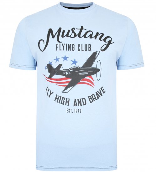 Kam Jeans Mustang Flying Club T-shirt Sky - T-shirts - Stora T-shirts - 2XL-14XL