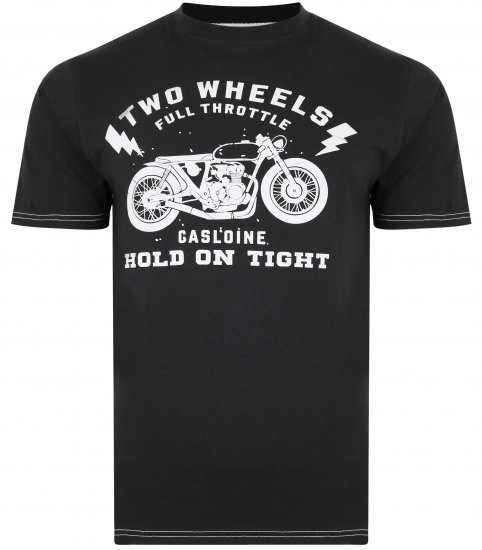 Kam Jeans 5371 Motorbike Print T-shirt Black - T-shirts - Stora T-shirts - 2XL-14XL