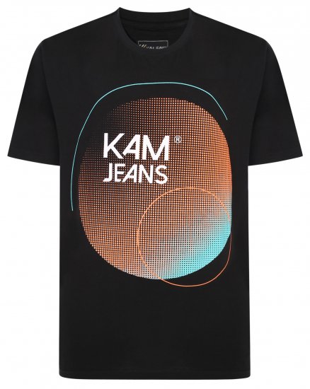 Kam Jeans 5383 Kam Logo Printed Tee Black - T-shirts - Stora T-shirts - 2XL-14XL