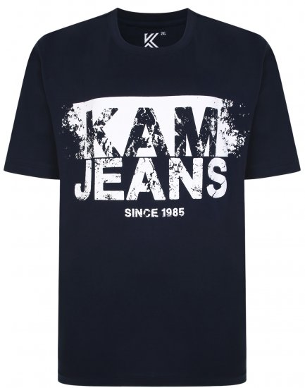 Kam Jeans 5384 Kam Logo Printed Tee Navy - T-shirts - Stora T-shirts - 2XL-14XL