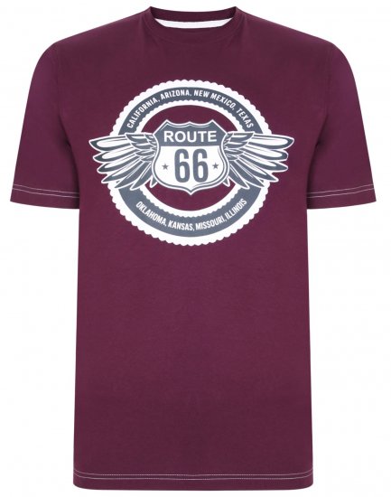 Kam Jeans 5388 Route 66 T-Shirt Purple - T-shirts - Stora T-shirts - 2XL-14XL