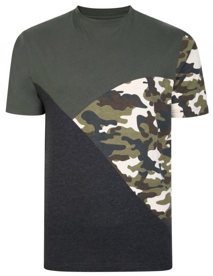 Kam Jeans 5394 Cut & Saw Camo Panel T-Shirt Khaki - T-shirts - Stora T-shirts - 2XL-14XL