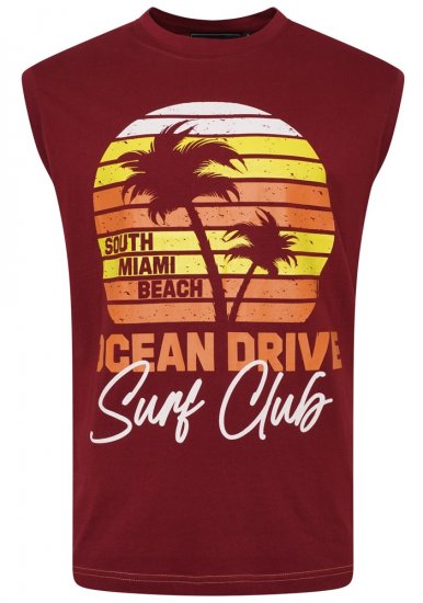 Kam Jeans 5398 Miami Beach Sleeveless Tee Burgundy - T-shirts - Stora T-shirts - 2XL-14XL