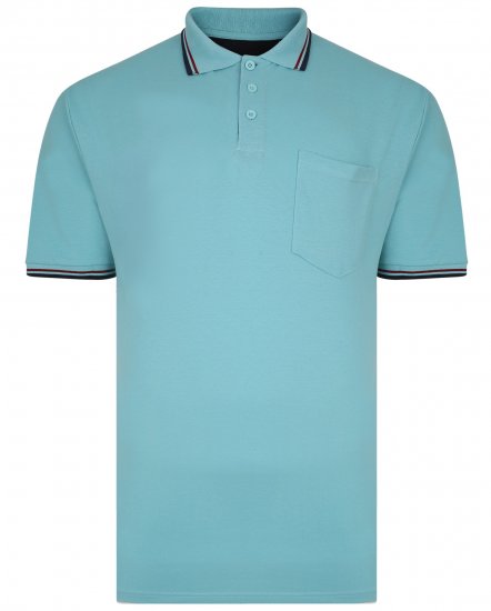 Kam Jeans 5400B Tipped Polo with Pocket Aqua - Pikétröjor - Stora pikétröjor - 2XL-8XL