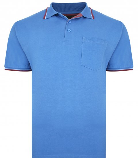 Kam Jeans 5400C Tipped Polo with Pocket Blue - Pikétröjor - Stora pikétröjor - 2XL-8XL