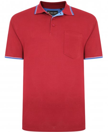 Kam Jeans 5400C Tipped Polo with Pocket Burgundy - Pikétröjor - Stora pikétröjor - 2XL-8XL