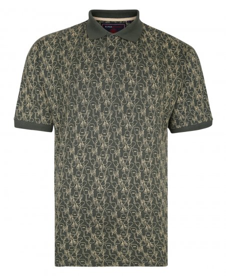 Kam Jeans Guitar Print Polo Olive - Pikétröjor - Stora pikétröjor - 2XL-8XL