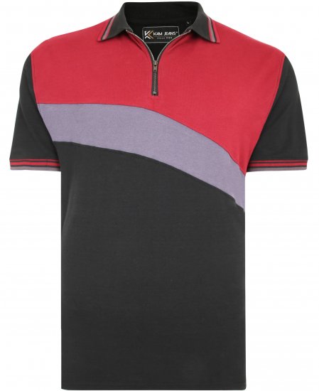 Kam Jeans 5448 Cut & Saw Polo with Zip Black - Pikétröjor - Stora pikétröjor - 2XL-8XL