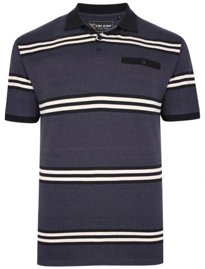 Kam Jeans 5452 Yarn Dye Srtipe Polo Charcoal - Pikétröjor - Stora pikétröjor - 2XL-8XL