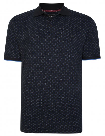 Kam Jeans 5455 Dobby Print Polo Black - Pikétröjor - Stora pikétröjor - 2XL-8XL