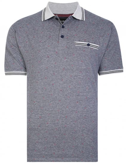 Kam Jeans 5456 Drop Needle Jersey Polo with Dobby Print Grey - Pikétröjor - Stora pikétröjor - 2XL-8XL