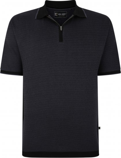 Kam Jeans 5492 Jersey Weave Pattern 1/4 Zip Polo Black - Pikétröjor - Stora pikétröjor - 2XL-8XL