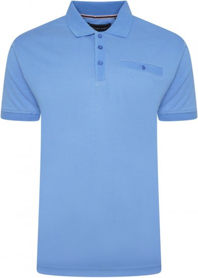 Kam Jeans 5498 Jersey Polo with Self Stripe Jacquard Collar/Cuffs Royal Blue - Pikétröjor - Stora pikétröjor - 2XL-8XL