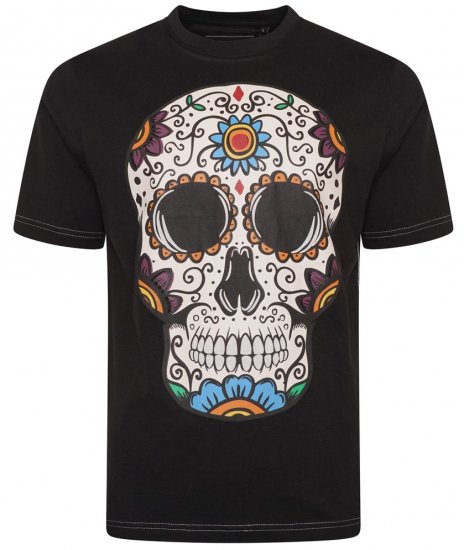 Kam Jeans 5705 Coloured Skull Print Tee Black - T-shirts - Stora T-shirts - 2XL-14XL