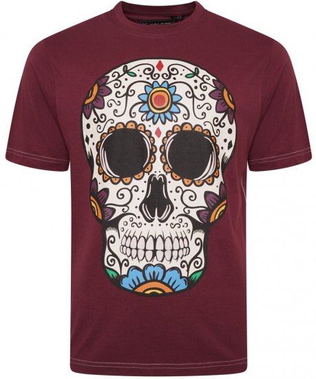 Kam Jeans 5705 Coloured Skull Print Tee Plum - T-shirts - Stora T-shirts - 2XL-14XL