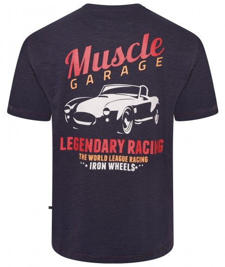 Kam Jeans 5710 Legendary Racing Slub Tee With Back Print Navy - T-shirts - Stora T-shirts - 2XL-14XL