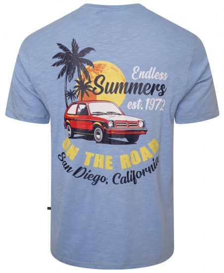 Kam Jeans 5711 Endless Summers Slub Tee With Back Print Blue - T-shirts - Stora T-shirts - 2XL-14XL