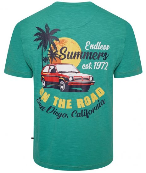 Kam Jeans 5711 Endless Summers Slub Tee With Back Print Emerald - T-shirts - Stora T-shirts - 2XL-14XL