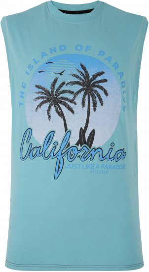 Kam Jeans 5727 California Paradise Sleeveless T-Shirt Light Blue - T-shirts - Stora T-shirts - 2XL-14XL