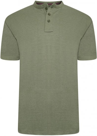Kam Jeans 5744 Textured Jersey Grandad Top Khaki - Pikétröjor - Stora pikétröjor - 2XL-8XL