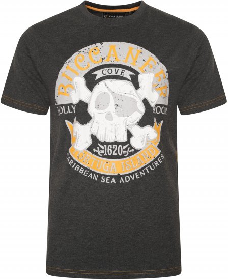 Kam Jeans 5753 Buccaneer Print T-Shirt Charcoal Marl - T-shirts - Stora T-shirts - 2XL-14XL