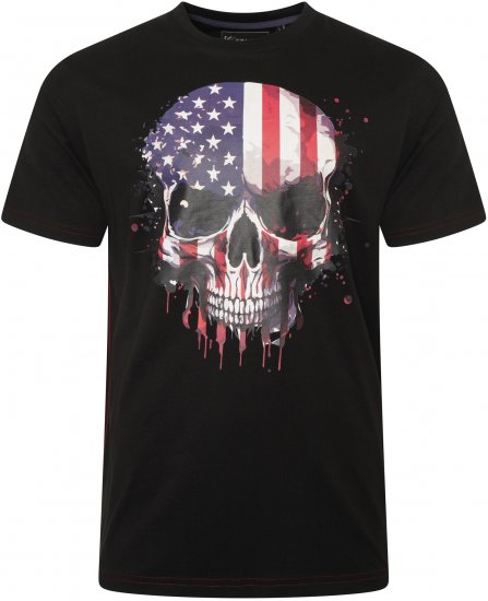 Kam Jeans 5756 USA Ghost Skull Print T-Shirt Black - T-shirts - Stora T-shirts - 2XL-14XL