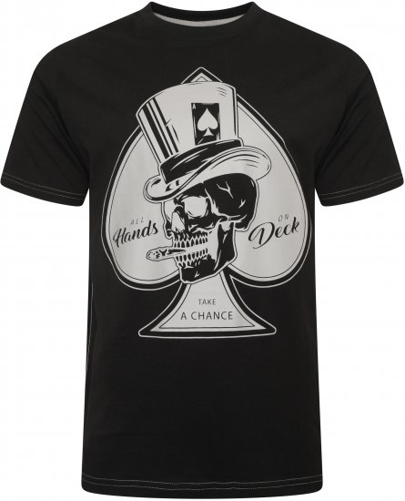 Kam Jeans 5757 Hands on Deck Skull Print T-Shirt Black - T-shirts - Stora T-shirts - 2XL-14XL