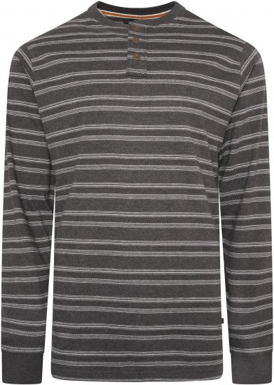 Kam jeans 5761 Embossed Waffle Stripe Long Sleeve Henley Shirt Charcoal - Pikétröjor - Stora pikétröjor - 2XL-8XL