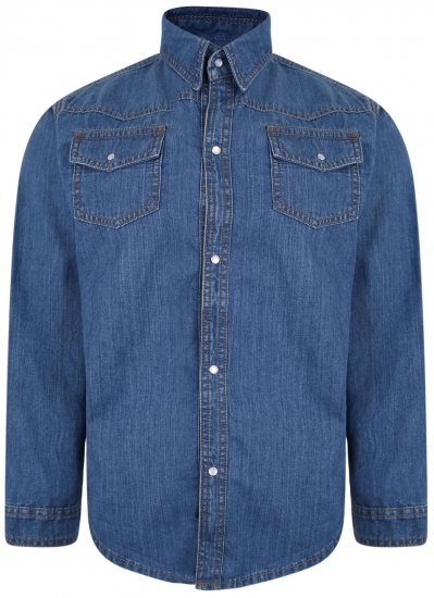 Kam Jeans 602 Denim Shirt Stonewash - Skjortor - Stora skjortor - 2XL-8XL