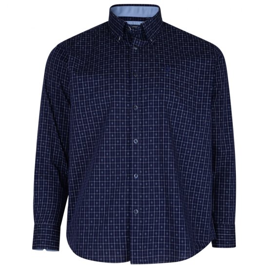Kam Jeans 6158 Long Sleeve Dobby Embroidery Shirt Navy - Skjortor - Stora skjortor - 2XL-8XL