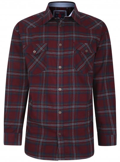 Kam Jeans 6194 Long Sleeve Flannel Shirt Burgundy - Skjortor - Stora skjortor - 2XL-8XL