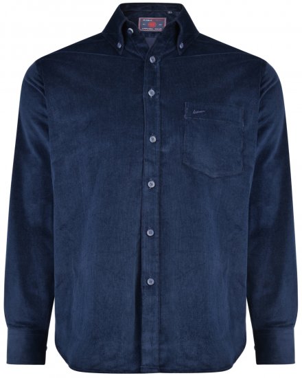 Kam Jeans 6195 Long Sleeve Corduroy Shirt Navy - Skjortor - Stora skjortor - 2XL-8XL