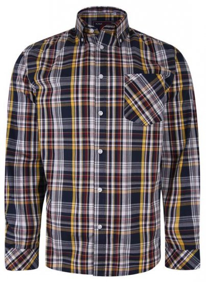 Kam Jeans 6208 LS Casual Check Shirt Navy - Skjortor - Stora skjortor - 2XL-8XL